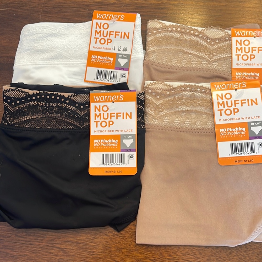 4 pair Warners “No Muffin Top” Hi Cut Microfiber w/Lace GREAT DEAL!